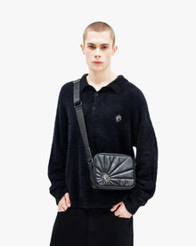 X LEATHER SHOULDERBAG BLACK