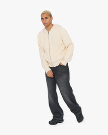 V-LOGO KNIT ZIP HOODIE BEIGE