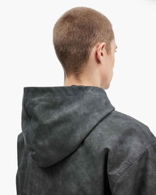 SCRIPT LOGO LEATHER JACKET GREY