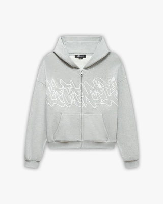 GRAFFITI ZIP-HOODIE GREY MELANGE