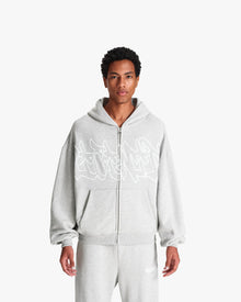 GRAFFITI ZIP-HOODIE GREY MELANGE