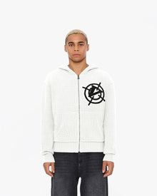 V-LOGO KNIT ZIP HOODIE WHITE