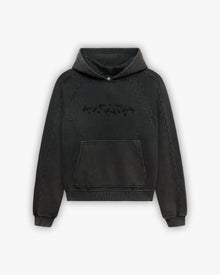 ACID WASHED HOODIE DARK GREY