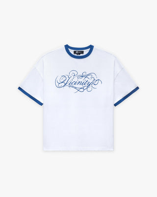 SIGNATURE TEE WHITE/BLUE