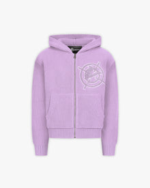 V-LOGO KNIT ZIP HOODIE LAVENDER