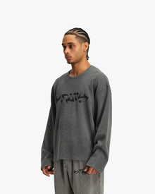 ACID WASHED WAFFLE LONGSLEEVE LIGHT GREY