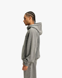 ACID WASHED HOODIE LIGHT GREY