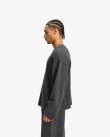 ACID WASHED WAFFLE LONGSLEEVE DARK GREY