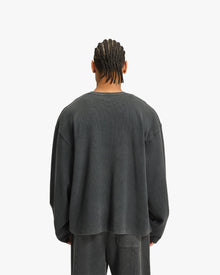 ACID WASHED WAFFLE LONGSLEEVE DARK GREY