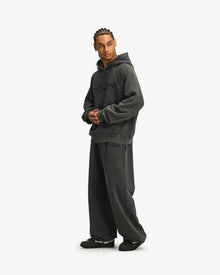 ACID WASHED HOODIE DARK GREY