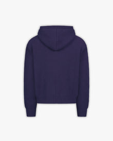 V-LOGO KNIT ZIP HOODIE NAVY
