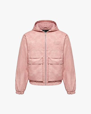 SCRIPT LOGO LEATHER JACKET VINTAGE PINK