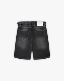 STONE WASHED DENIM JORTS