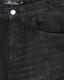 WASHED BLACK DENIM CARGO JORTS