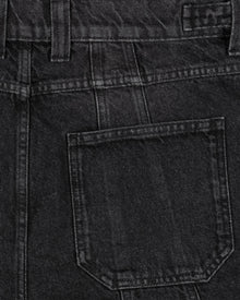 WASHED BLACK DENIM CARGO JORTS