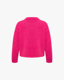 FAUX MINK POLO SWEATER FLAMINGO