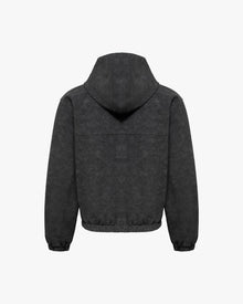 SCRIPT LOGO LEATHER JACKET TAR BLACK