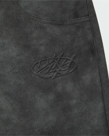 SCRIPT LOGO LEATHER PANTS GREY