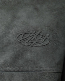 SCRIPT LOGO LEATHER JACKET GREY