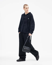DEBOSSED LOGO SHOULDER BAG - BLACK