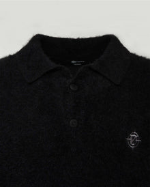 FAUX MINK POLO SWEATER BLACK