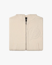 V-LOGO KNIT ZIP HOODIE BEIGE