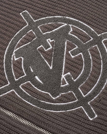 V-LOGO KNIT ZIP HOODIE MUD BROWN