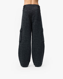 SCRIPT LOGO LEATHER PANTS TAR BLACK