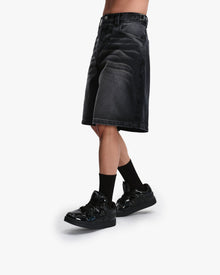 FADED BLACK DENIM JORTS