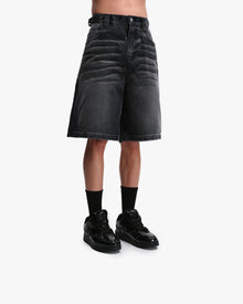 FADED BLACK DENIM JORTS