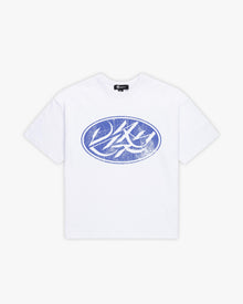 BROKEN SCRIPT TEE WHITE